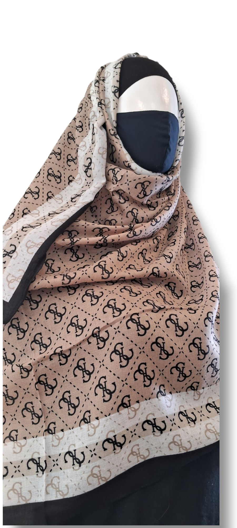 Al Ayza Imported Light Wavy Machine Printed Hijab – Elegant Soft Fabric | Premium Modest Wear | Premium Box Pack (Brown Square)