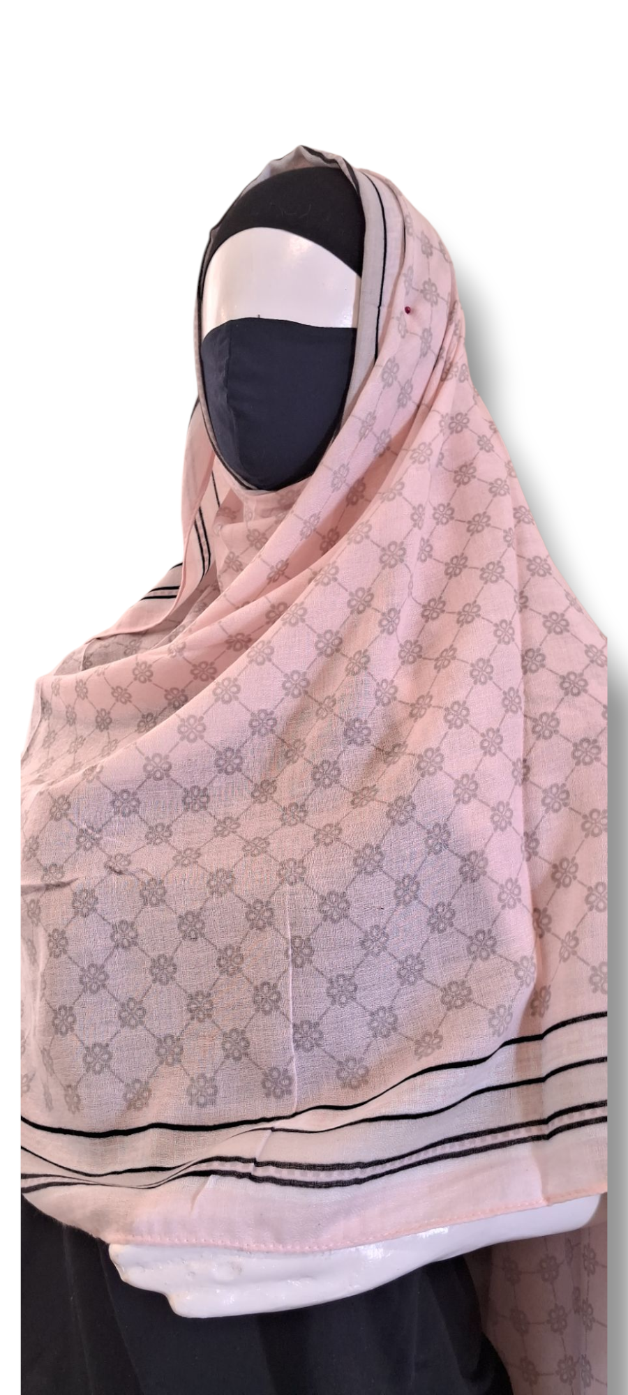 Al Ayza Imported Light Wavy Machine Printed Hijab – Elegant Soft Fabric | Premium Modest Wear | Premium Box Pack (Pink Jaal)