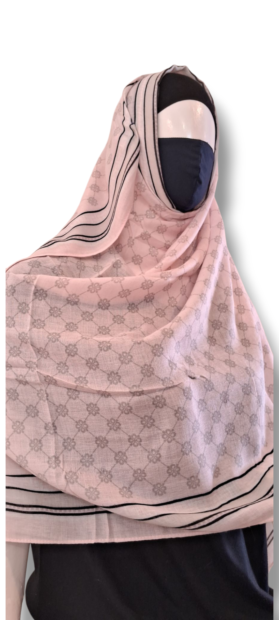 Al Ayza Imported Light Wavy Machine Printed Hijab – Elegant Soft Fabric | Premium Modest Wear | Premium Box Pack (Pink Jaal)