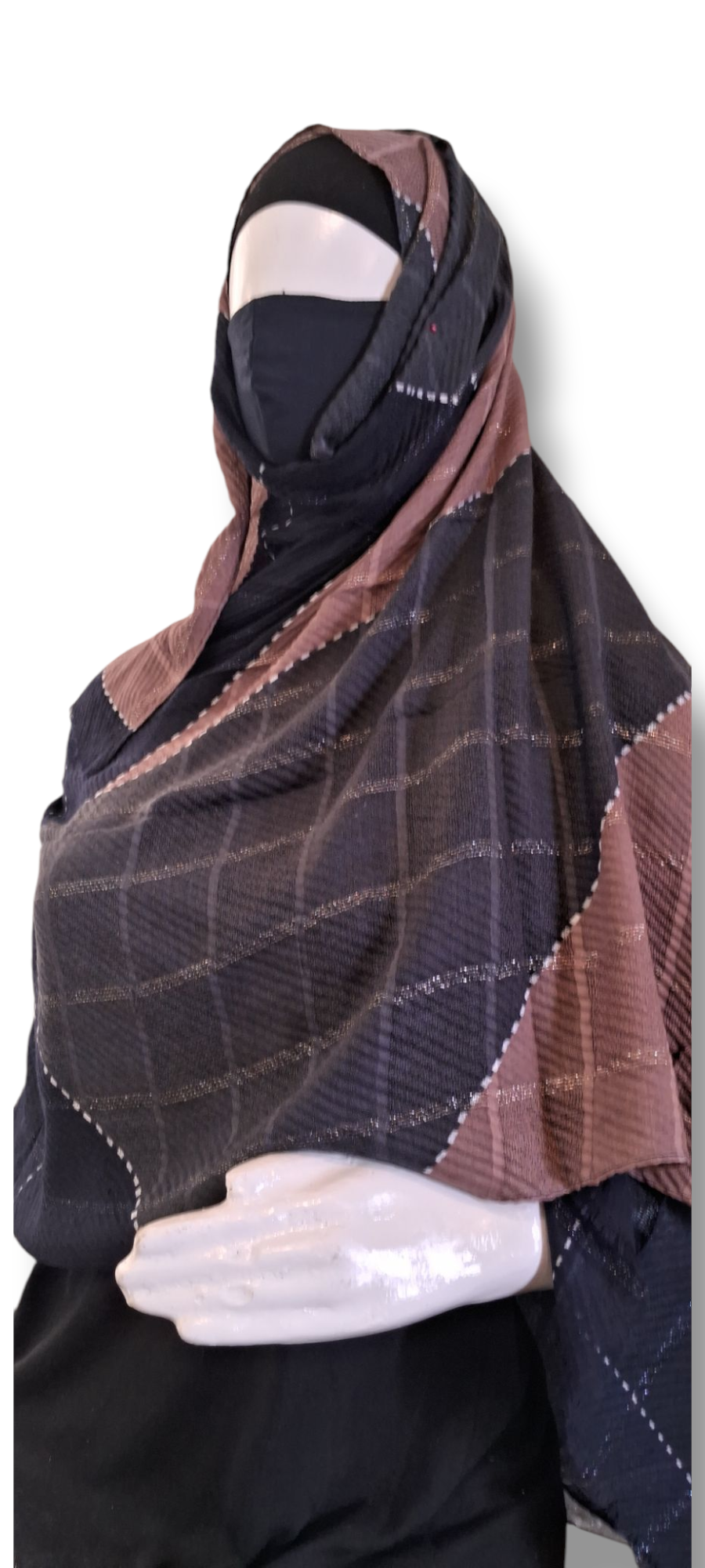 Al Ayza 3D Fabric Machine Printed Hijab – Premium Soft Fabric with Sophisticated Finish | Lightweight & Breathable | Elegant Modest Wear | Premium Box Pack (Brown Shade)