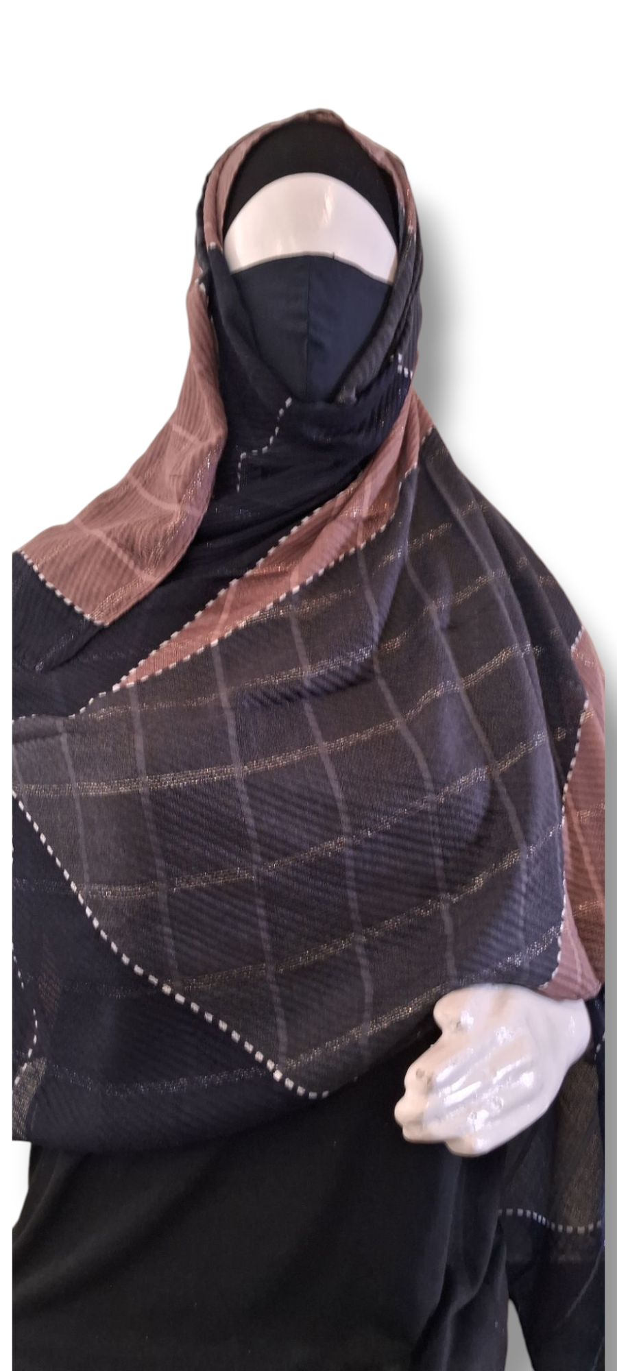 Al Ayza 3D Fabric Machine Printed Hijab – Premium Soft Fabric with Sophisticated Finish | Lightweight & Breathable | Elegant Modest Wear | Premium Box Pack (Brown Shade)