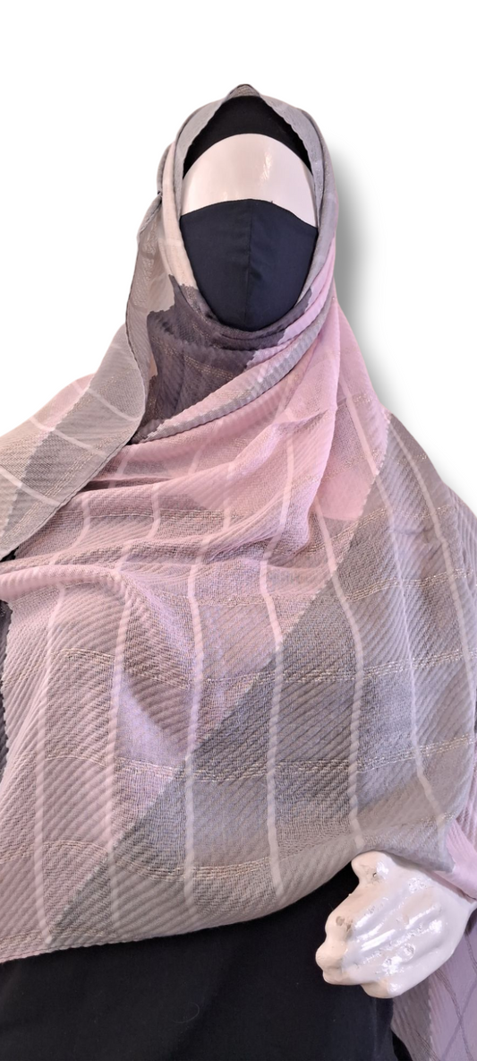 Al Ayza 3D Fabric Machine Printed Hijab – Premium Soft Fabric with Sophisticated Finish | Lightweight & Breathable | Elegant Modest Wear | Premium Box Pack (Pink Shade)