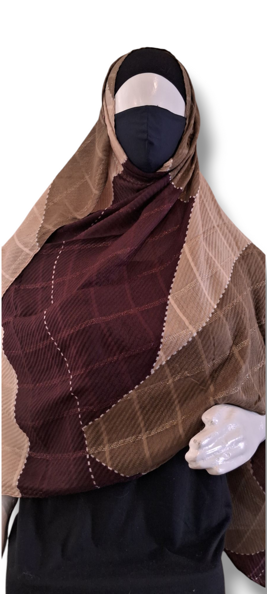 Al Ayza 3D Fabric Machine Printed Hijab – Premium Soft Fabric with Sophisticated Finish | Lightweight & Breathable | Elegant Modest Wear | Premium Box Pack (Maroon Shade)