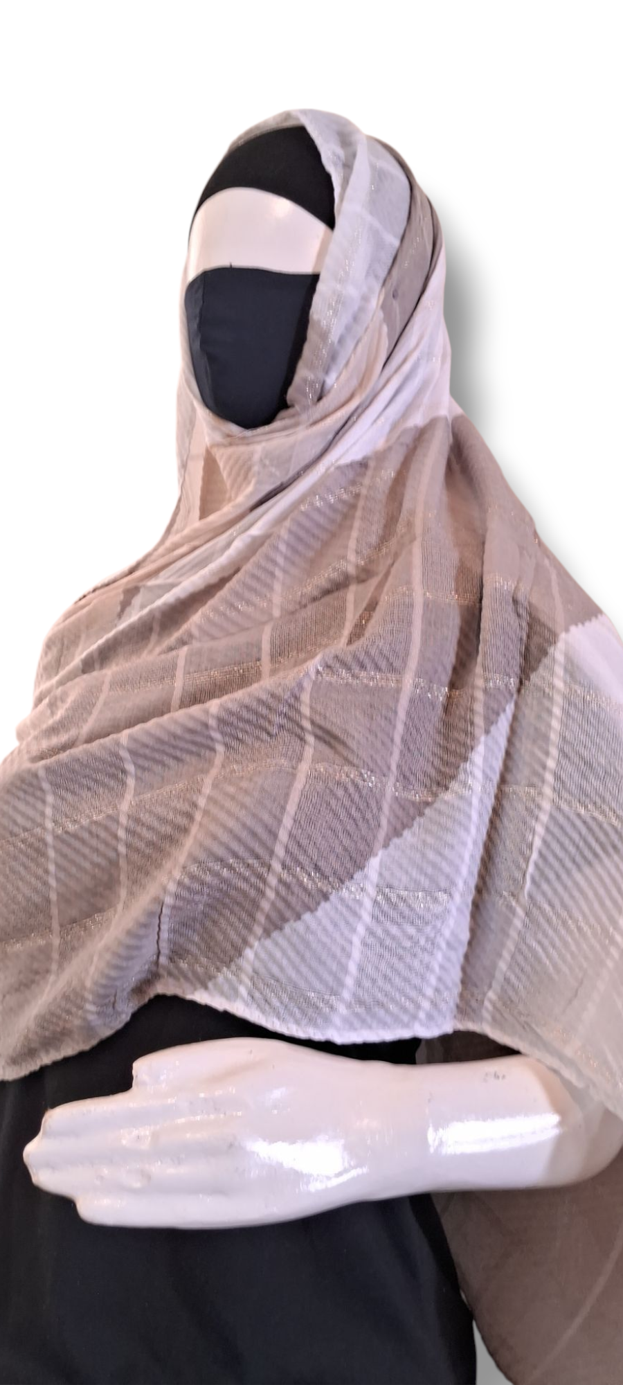 Al Ayza 3D Fabric Machine Printed Hijab – Premium Soft Fabric with Sophisticated Finish | Lightweight & Breathable | Elegant Modest Wear | Premium Box Pack (Golden Shade)