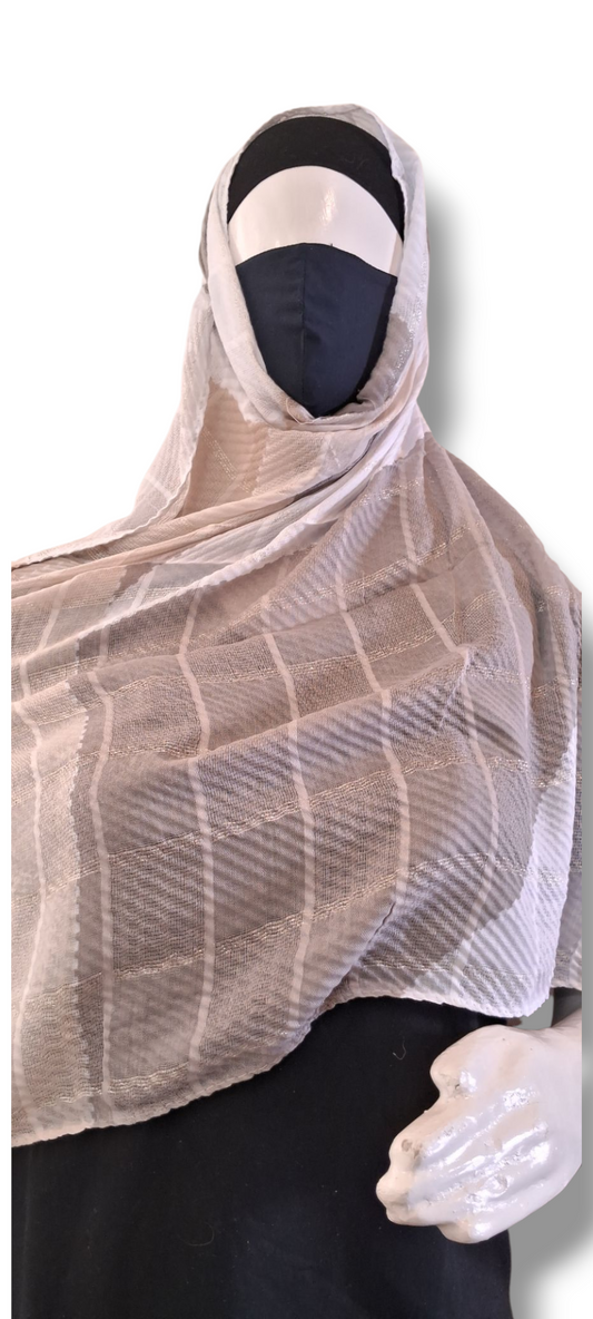 Al Ayza 3D Fabric Machine Printed Hijab – Premium Soft Fabric with Sophisticated Finish | Lightweight & Breathable | Elegant Modest Wear | Premium Box Pack (Golden Shade)