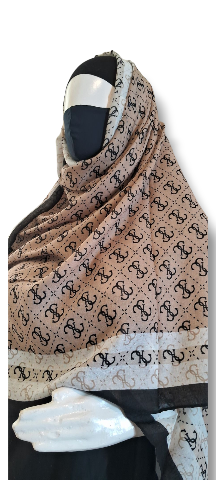 Al Ayza Imported Light Wavy Machine Printed Hijab – Elegant Soft Fabric | Premium Modest Wear | Premium Box Pack (Brown Square)