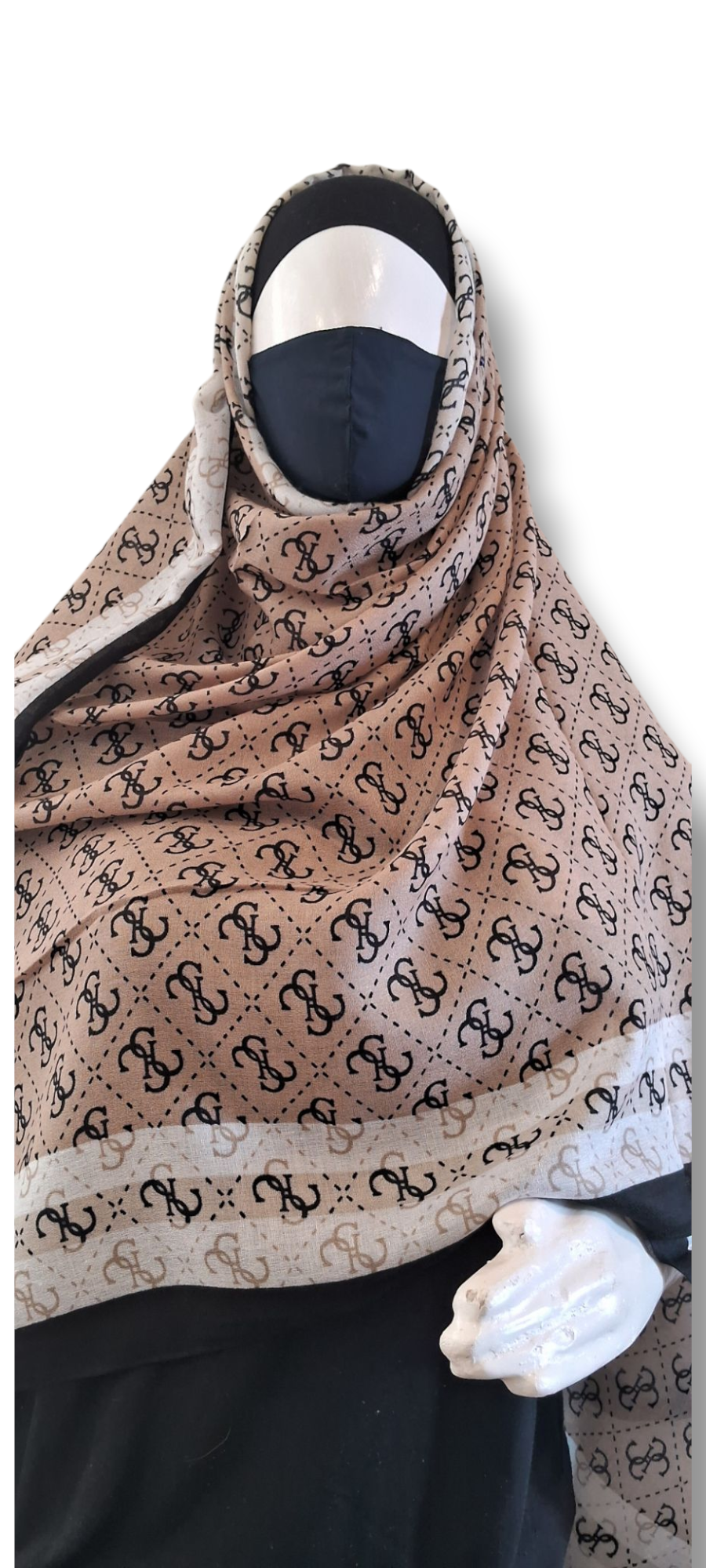 Al Ayza Imported Light Wavy Machine Printed Hijab – Elegant Soft Fabric | Premium Modest Wear | Premium Box Pack (Brown Square)