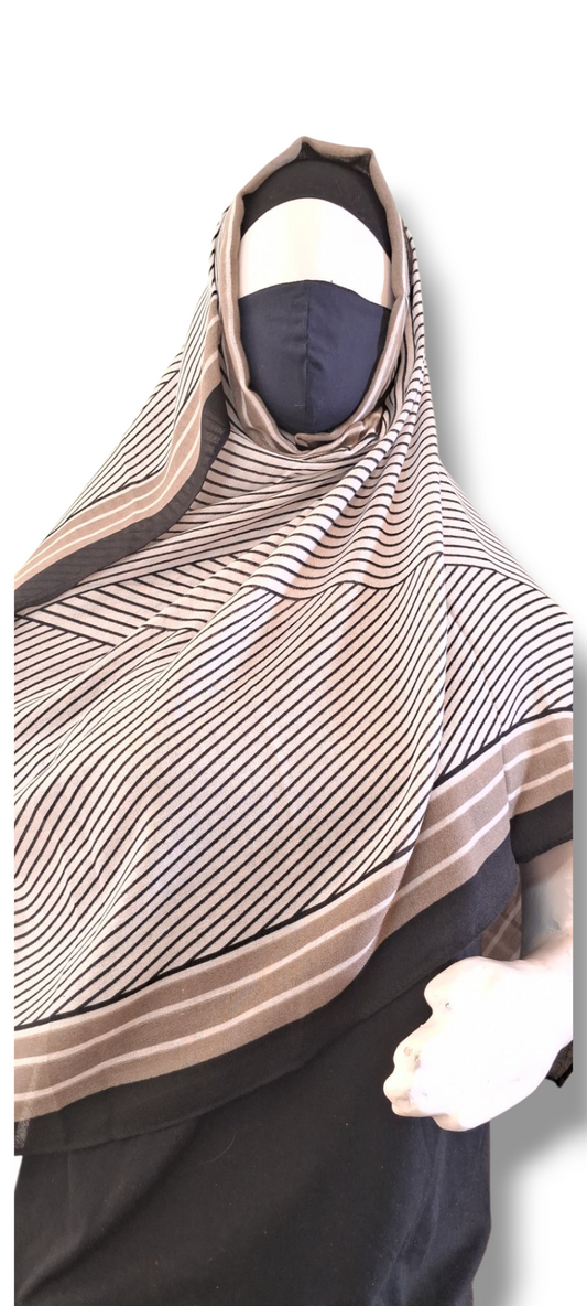 Al Ayza Imported Light Wavy Machine Printed Hijab – Elegant Soft Fabric | Premium Modest Wear | Premium Box Pack (Black Lined)