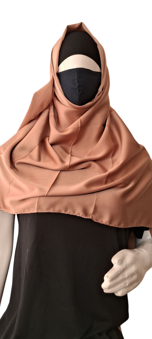 Al Ayza Turkish Elegant Silk Cotton pastel Hijab – Luxurious Lightweight Scarf Premium Soft Fabric for Modest Daily and Occasion Wear | Premium Box Pack | (Brown)