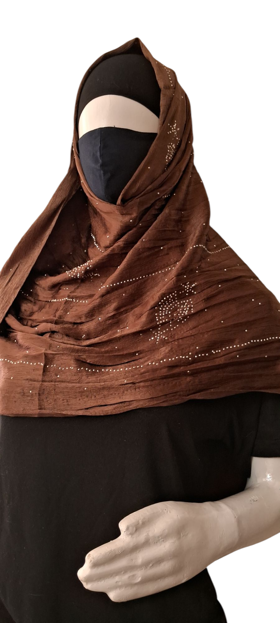 Al Ayza Turkish Luxurious Crinkled Silk Cotton Hijab with Diamond Embellishment – Elegant Modest Wear | Imported from Turkey | Lightweight, Soft & Breathable Scarf | Premium Box Pack (Copper)