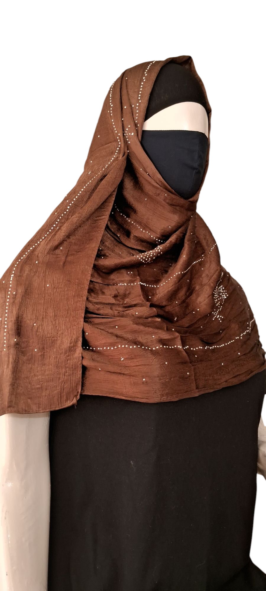 Al Ayza Turkish Luxurious Crinkled Silk Cotton Hijab with Diamond Embellishment – Elegant Modest Wear | Imported from Turkey | Lightweight, Soft & Breathable Scarf | Premium Box Pack (Copper)
