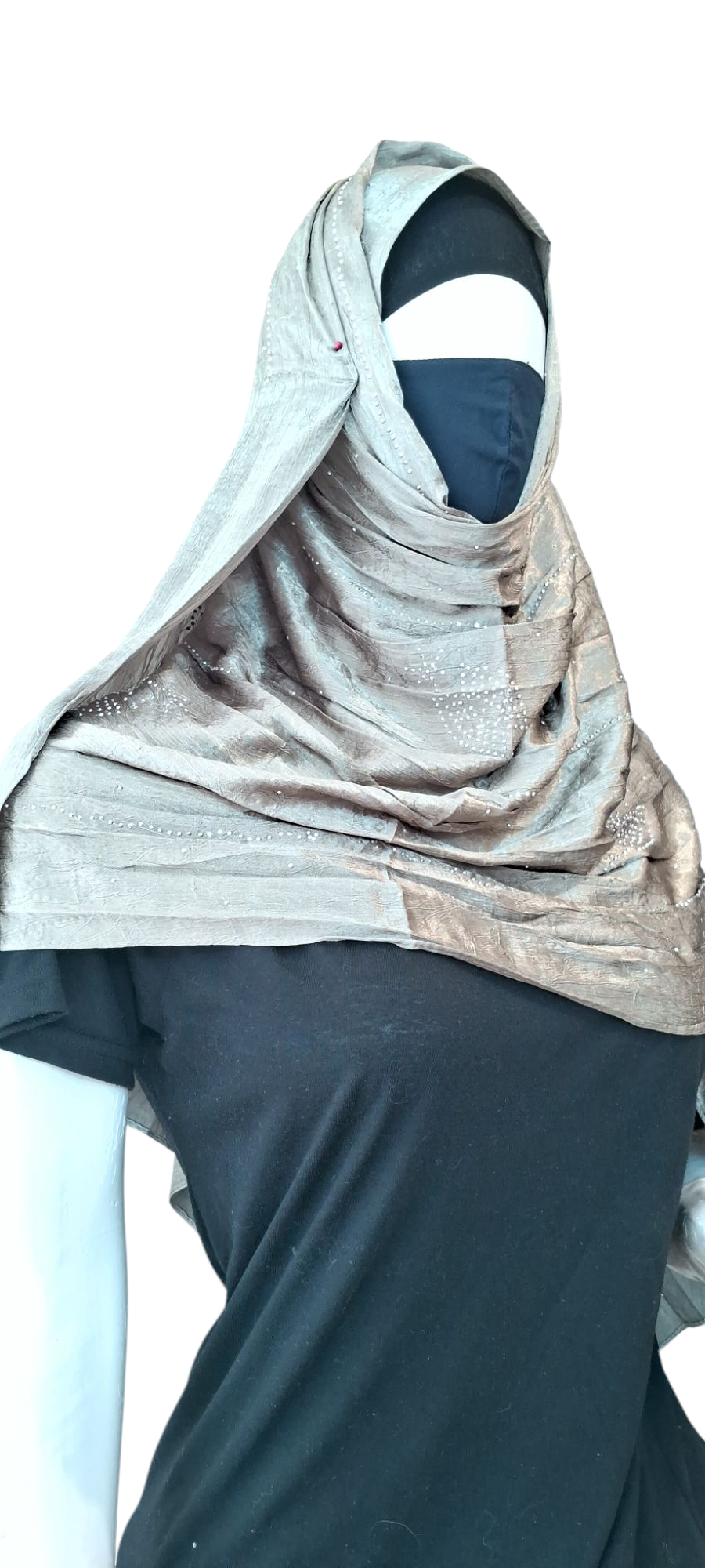 Al Ayza Turkish Luxurious Crinkled Silk Cotton Hijab with Diamond Embellishment – Elegant Modest Wear | Imported from Turkey | Lightweight, Soft & Breathable Scarf | Premium Box Pack (Light Mehndi)